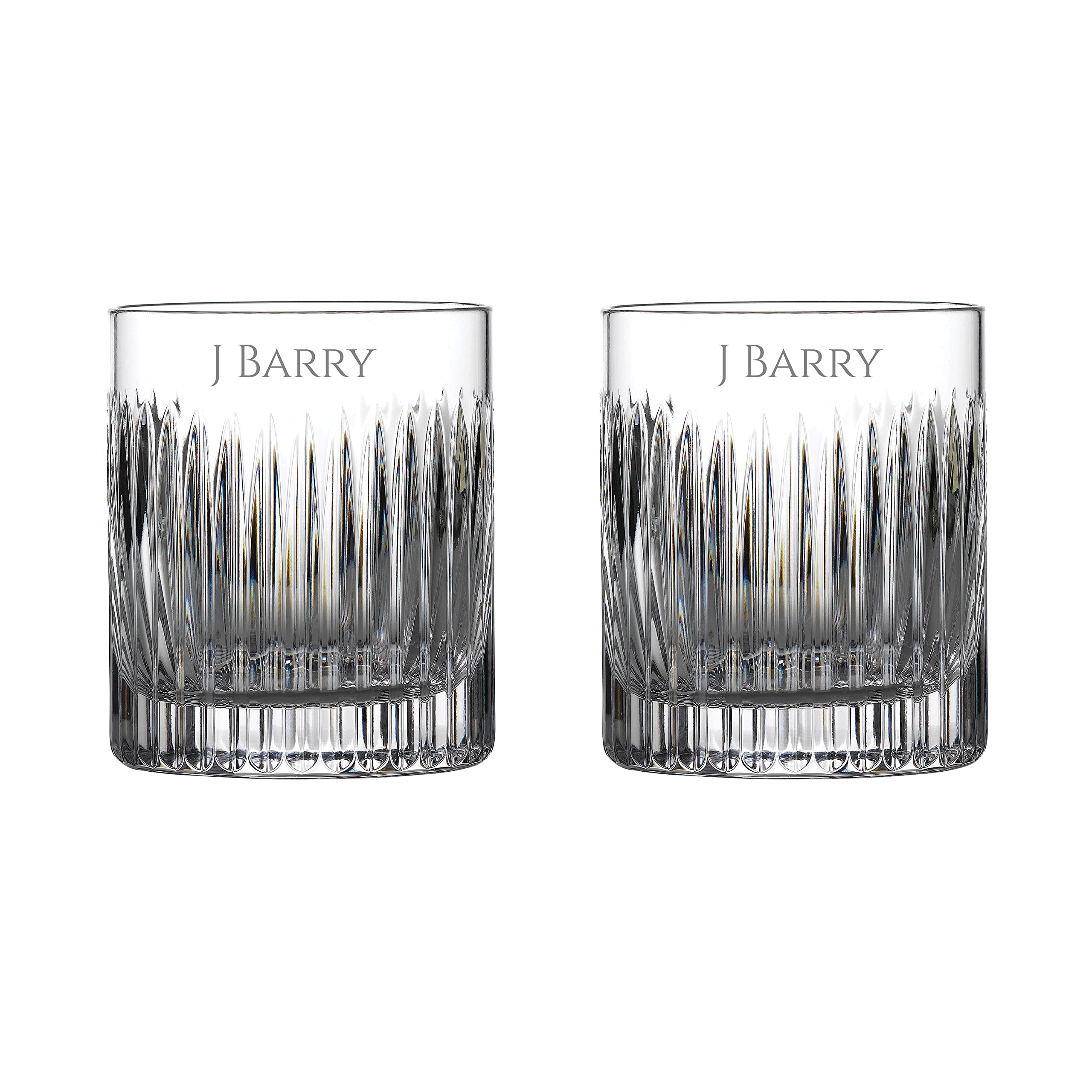 Waterford Personalized Aras Double Old Fashioned Whiskey Glasses, Set of 2 Custom Engraved Crystal Rocks Glasses for Bourbon, Scotch, Rye, Cocktails, Home Bar Accessories