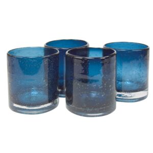 artland iris double old fashioned glasses, slate blue, set of 4