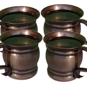 PARIJAT HANDICRAFT Pack of 4 Pure and Authentic Old Fashioned Handcrafted Copper Moscow Mule Mug/Glasses Capacity 14 Ounce