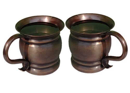 PARIJAT HANDICRAFT Pack of 4 Pure and Authentic Old Fashioned Handcrafted Copper Moscow Mule Mug/Glasses Capacity 14 Ounce