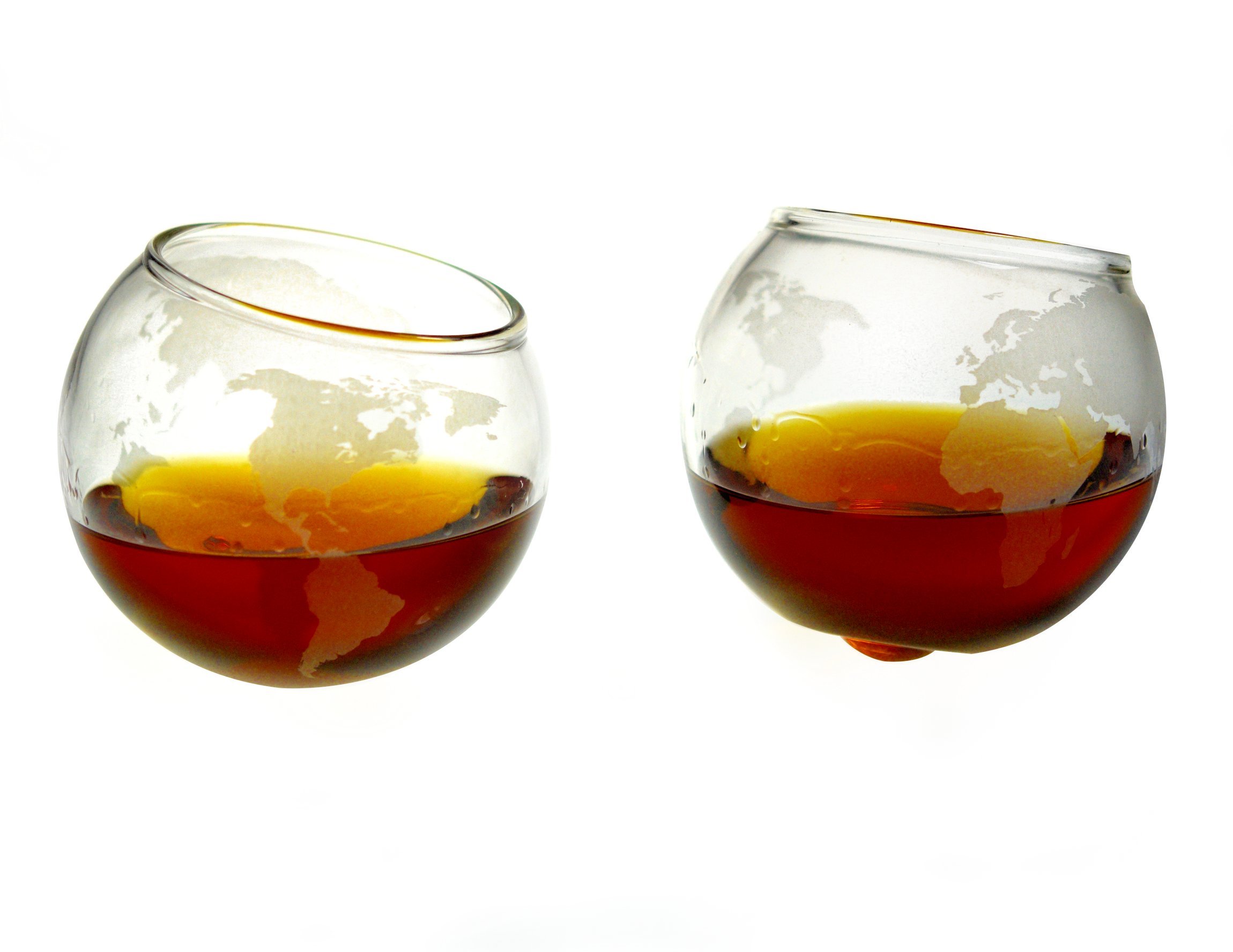 Prestige Decanters Etched Globe Whiskey Glasses -Rocks Glass for Rum, Tequila, Scotch, Glasses- Whiskey Gifts - 10oz Cocktail or Old Fashioned Glass (Set of 2) - Unique Bar Decor & Bourbon Gifts from