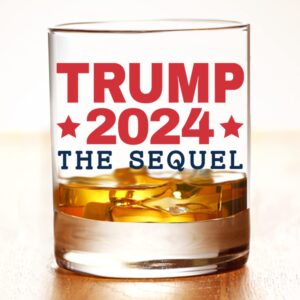 Patriots Cave Trump 2024 The Sequel | 11 oz Bourbon Whiskey Rock Glass | Old Fashioned Whiskey Tasting Glasses For Men | Retirement Gifts For Men | Made In USA