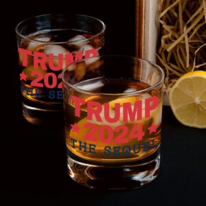 Patriots Cave Trump 2024 The Sequel | 11 oz Bourbon Whiskey Rock Glass | Old Fashioned Whiskey Tasting Glasses For Men | Retirement Gifts For Men | Made In USA