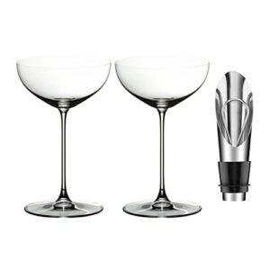 riedel veritas moscato/coupe/martini glass (2-pack) bundle with wine pourer bundle (2 items)