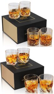 kanars old fashioned whiskey glasses and twisted rocks tumblers set - 10 oz rocks barware for scotch, bourbon, liquor and cocktail drinks - set of 8