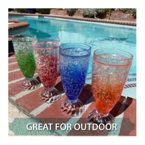 Lily's Home Insulated Double Wall Gel-Filled Acrylic Plastic Frosted Freezer Milkshake Glasses. Ideal for Root Beer Float, Smoothies and Ice Cream Soda. Old Fashioned Style. Set of 4 Colors