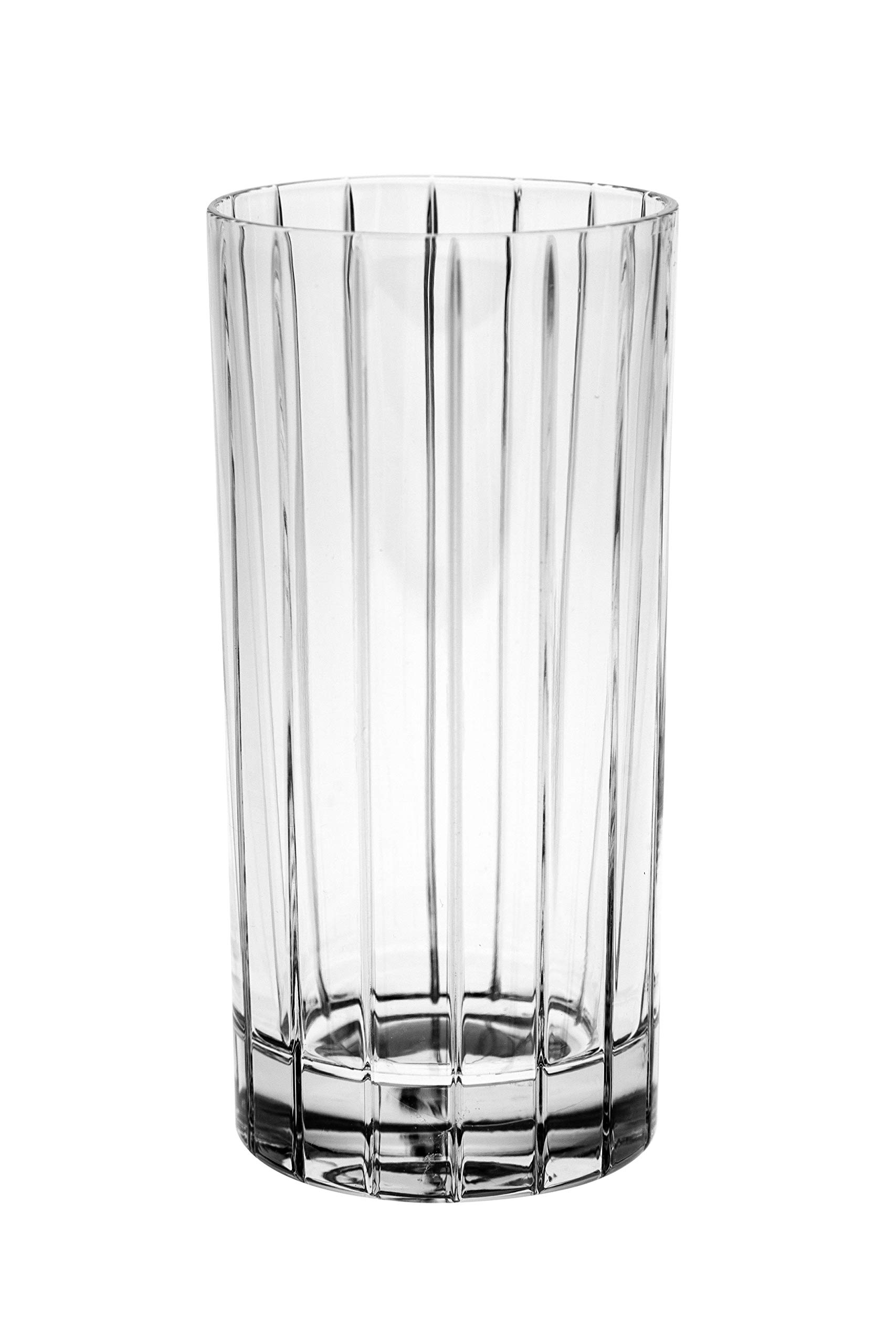 Barski - European Quality Glass- Crystal - Set of 6 - Highball - Hiball Tumblers - 14 oz. - with Classic Clear Striped Design on tumbler - Glasses are Made in Europe