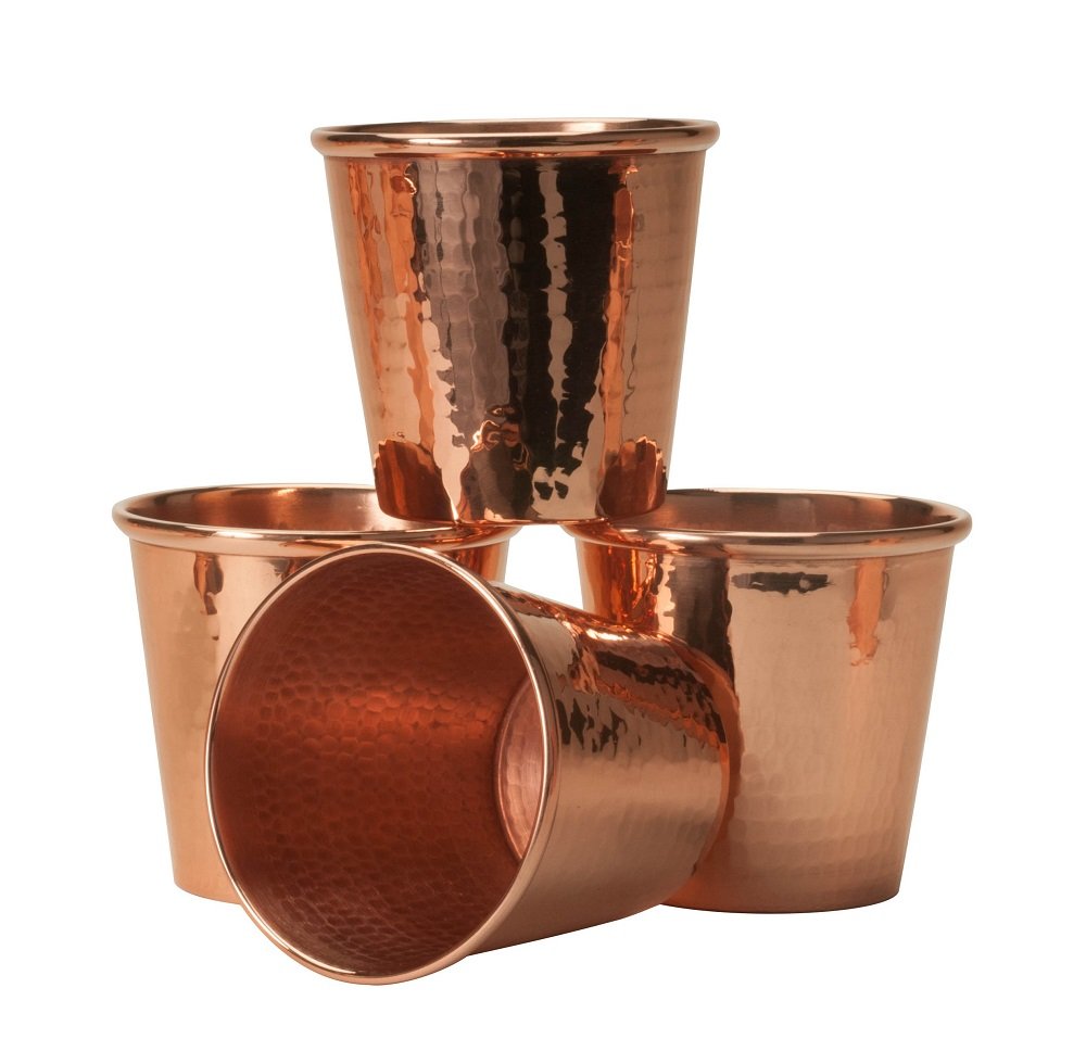 Sertodo Copper Apa Cup | Set of 4, 12 fl oz | Handcrafted, Durable, Artisan Quality Drinkware | Ayurvedic Beverage Serving | Elegant Kitchen & Barware