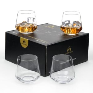 lemonsoda high-end double rocks glasses (set of 4) – lead-free crystal – perfect for scotch, bourbon, old-fashioned – 400ml capacity – gift box included.