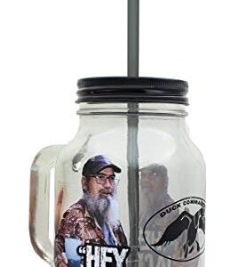 Duck Commander Hey Jack Clear Mason Jar w/Straw & Lid