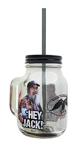 Duck Commander Hey Jack Clear Mason Jar w/Straw & Lid