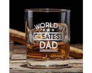world's greatest dad custom personalized whiskey glass - laser engraved etched funny gift for dad uncle grandpa