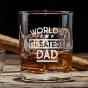 WORLD'S GREATEST DAD Custom Personalized Whiskey Glass - Laser Engraved Etched Funny Gift for Dad Uncle Grandpa