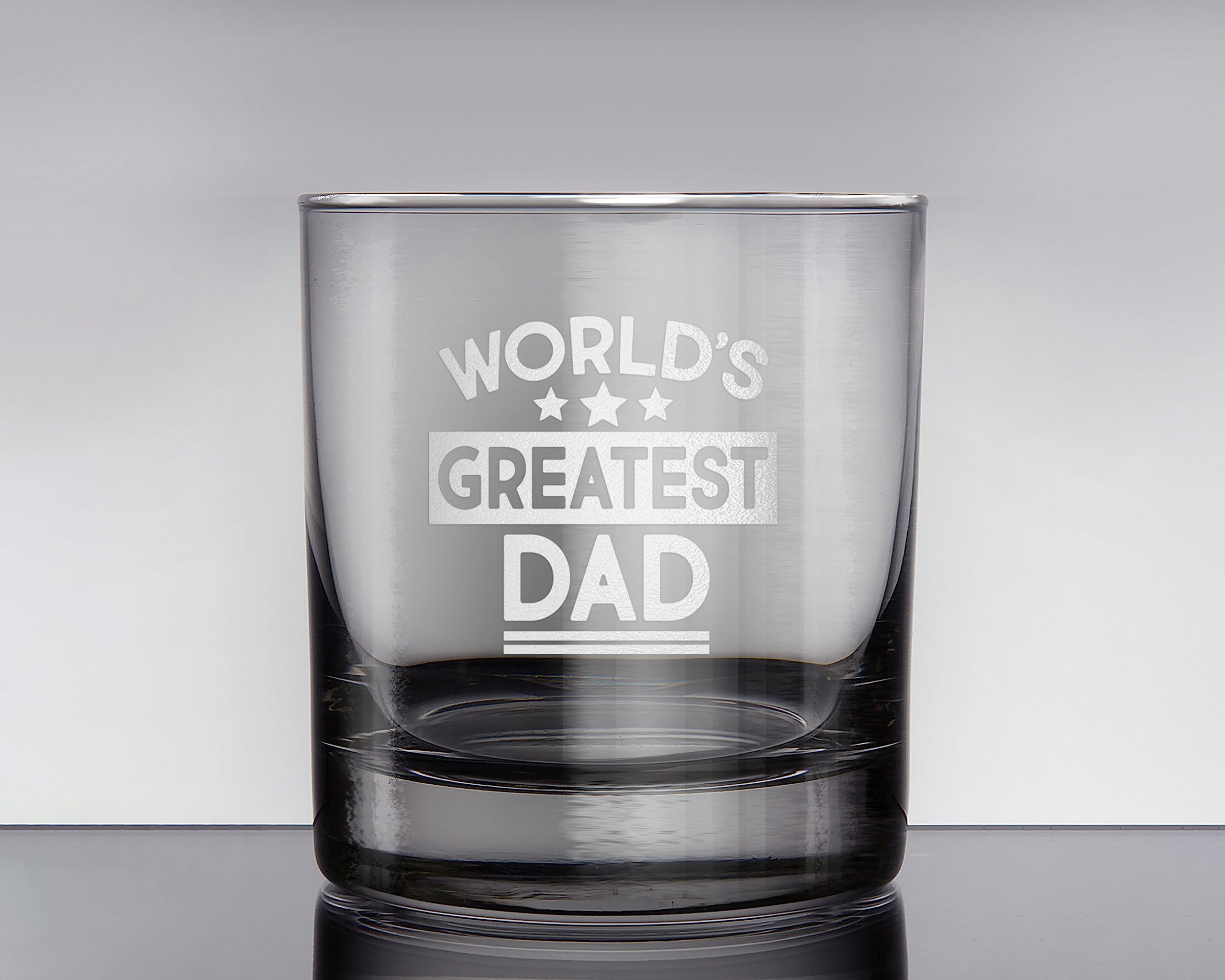 WORLD'S GREATEST DAD Custom Personalized Whiskey Glass - Laser Engraved Etched Funny Gift for Dad Uncle Grandpa