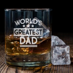 WORLD'S GREATEST DAD Custom Personalized Whiskey Glass - Laser Engraved Etched Funny Gift for Dad Uncle Grandpa