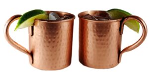 alchemade 100% pure hammered copper mug set - set of 2 14 oz cups for moscow mules, cocktails, or your favorite beverage - keeps drinks colder, longer