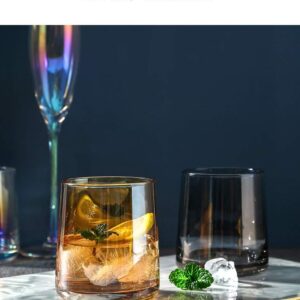 ALENXYA 4-piece Whiskey Glass, Nordic Crystal Glass,Cocktail Glass,Vintage Scotch Glass,Juice Glass Coffee Cup,Tea cup,8.11Oz