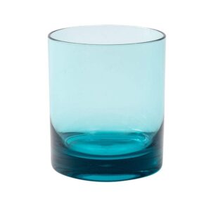 caspari acrylic 14oz on the rocks highball glass in turquoise - set of 4