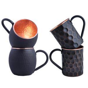staglife black matte moscow mule copper mugs, 16 oz [set of 2] black moscow mule copper mugs, 16 oz [set of 2]