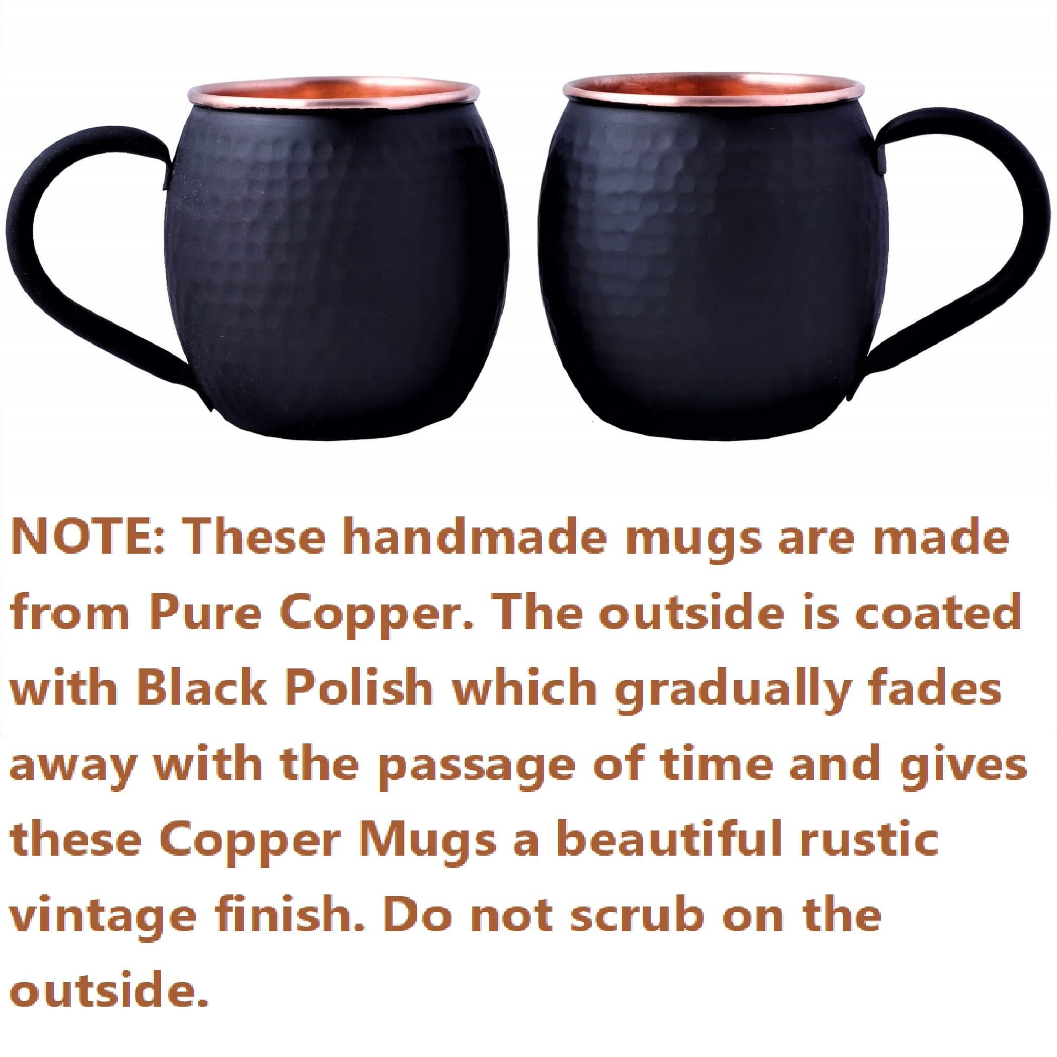 Staglife Black Matte Moscow Mule Copper Mugs, 16 Oz [Set of 2] Black Moscow Mule Copper Mugs, 16 Oz [Set of 2]