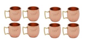 buddha4all 2 oz. solid copper mini moscow mule shot mug set copper hammered shot glass set (8)
