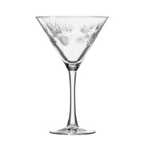 Rolf Glass Icy Pine Martini Glass - Set of 2 Stemmed 10 Ounce Martini Glasses - Lead-Free Glass - Diamond-Wheel Engraved Cocktail Glasses - Made in the USA