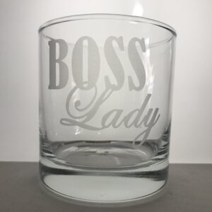 G070 Boss Lady Rocks Glass Highball Glass, Wife, Wifey, Girlfriend, Grandma, Grandmother, Gift present Mother's day. 10 oz Glass