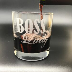 G070 Boss Lady Rocks Glass Highball Glass, Wife, Wifey, Girlfriend, Grandma, Grandmother, Gift present Mother's day. 10 oz Glass