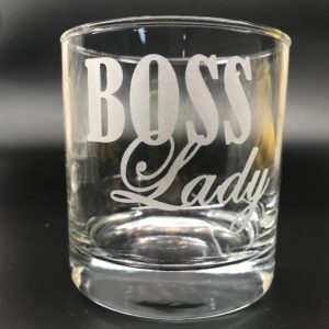 G070 Boss Lady Rocks Glass Highball Glass, Wife, Wifey, Girlfriend, Grandma, Grandmother, Gift present Mother's day. 10 oz Glass