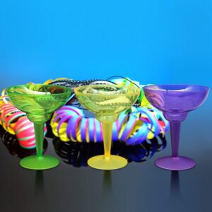 Party Essentials Plastic Margarita Glasses/ Party Cups Two-Piece 12-Ounce, Mardi Gras Mix, 12 Count