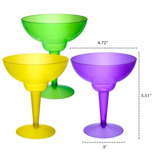 Party Essentials Plastic Margarita Glasses/ Party Cups Two-Piece 12-Ounce, Mardi Gras Mix, 12 Count