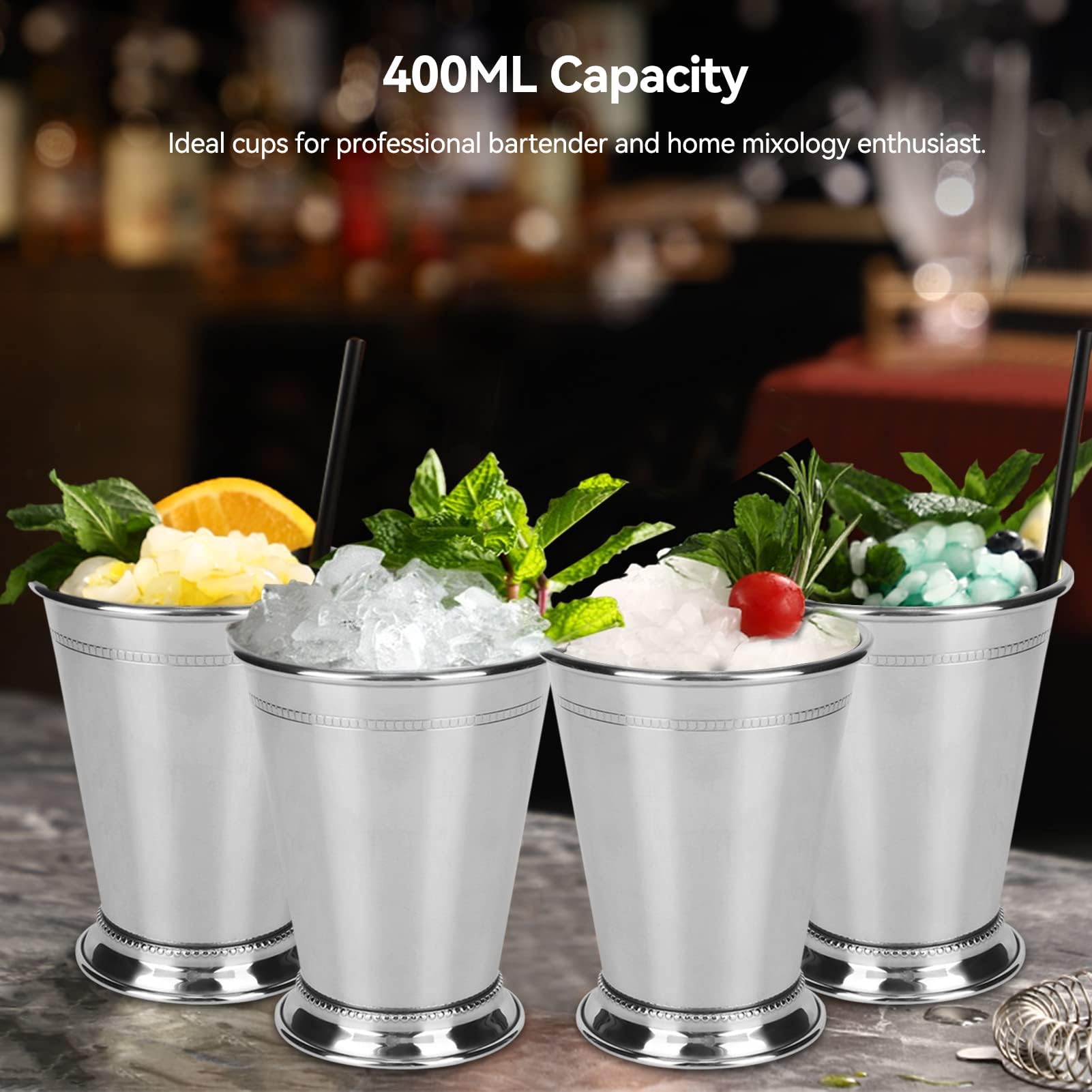 Agatige 13.5 Ounce Stainless Steel Mint Julep Cups for Mixed Drinks Party Beer