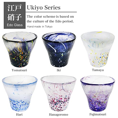 Tomi Craft, Drinking Glasses 5.8oz, Cold Drink Glasses, Water Glasses, Uses Edo Glass, Tokyo Designated Traditional Crafts, Made in Japan EG012 (Fujimatsuri)