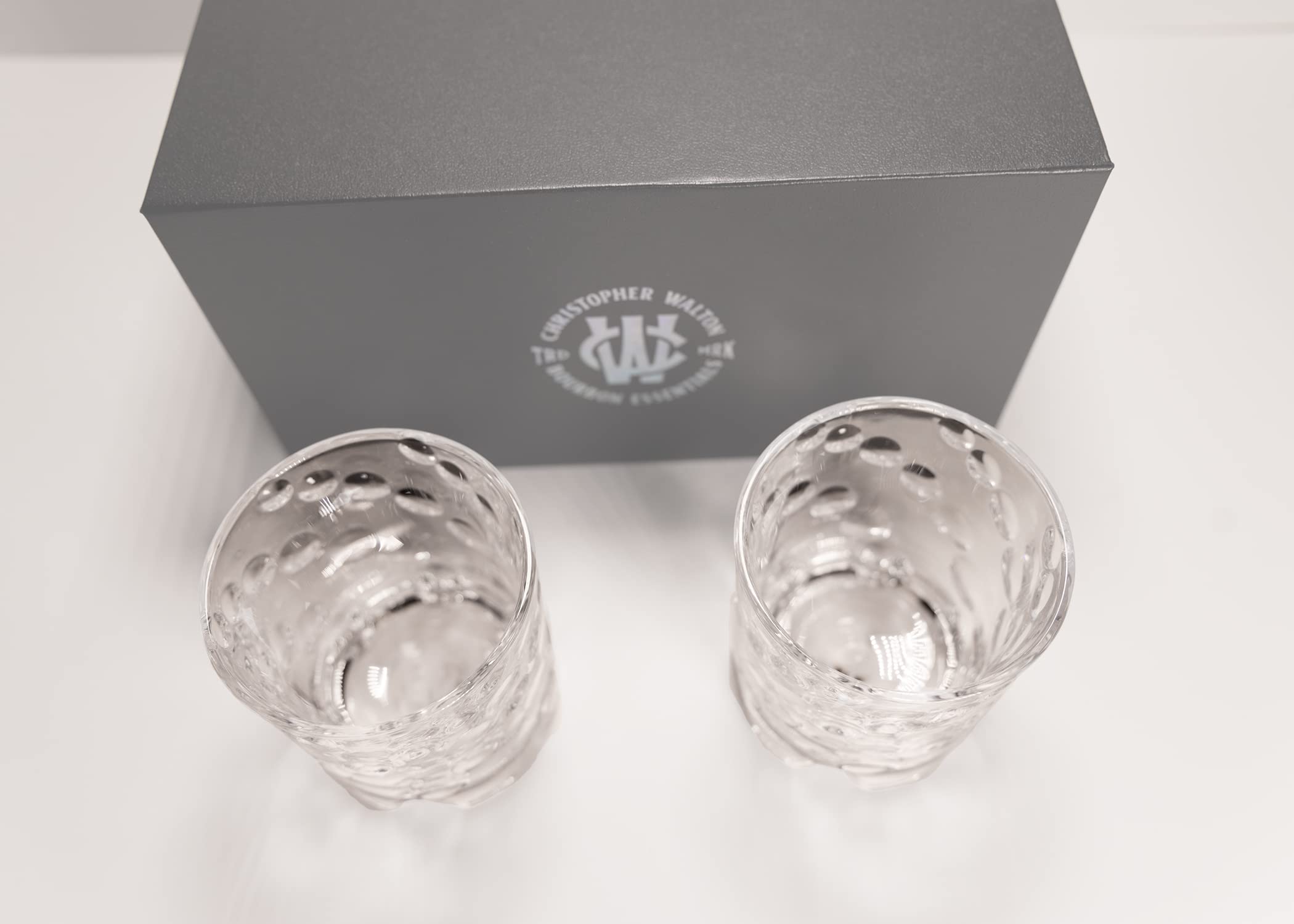 Christopher Walton Spinning Bubbles Handmade Bourbon Rocks Glass, 8.5oz, Set of 2 in Gift Box