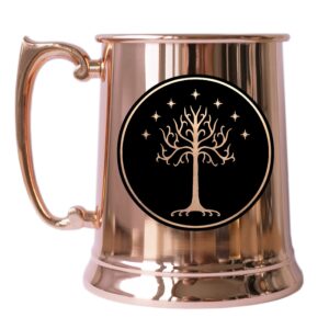 tree of gondor moscow mule mug, lord rings copper stein beer mug, gift for him beer stein 21oz metal tankard pure copper plating cup, premium quality cocktail mug, drinking mug