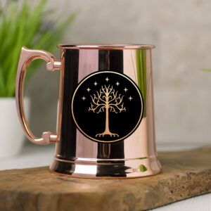 Tree Of Gondor Moscow Mule Mug, Lord Rings Copper Stein Beer Mug, Gift For Him Beer Stein 21oz Metal Tankard Pure Copper Plating Cup, Premium Quality Cocktail Mug, Drinking Mug