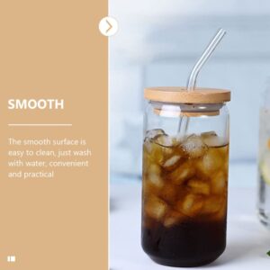 SEWACC 2 Pcs Glass Cups with Lids and Straws 12 Oz Iced Coffee Cup Drinking Glasses Water Glasses Tumbler Cup Ideal for Juice Coffee Tea and Cocktail