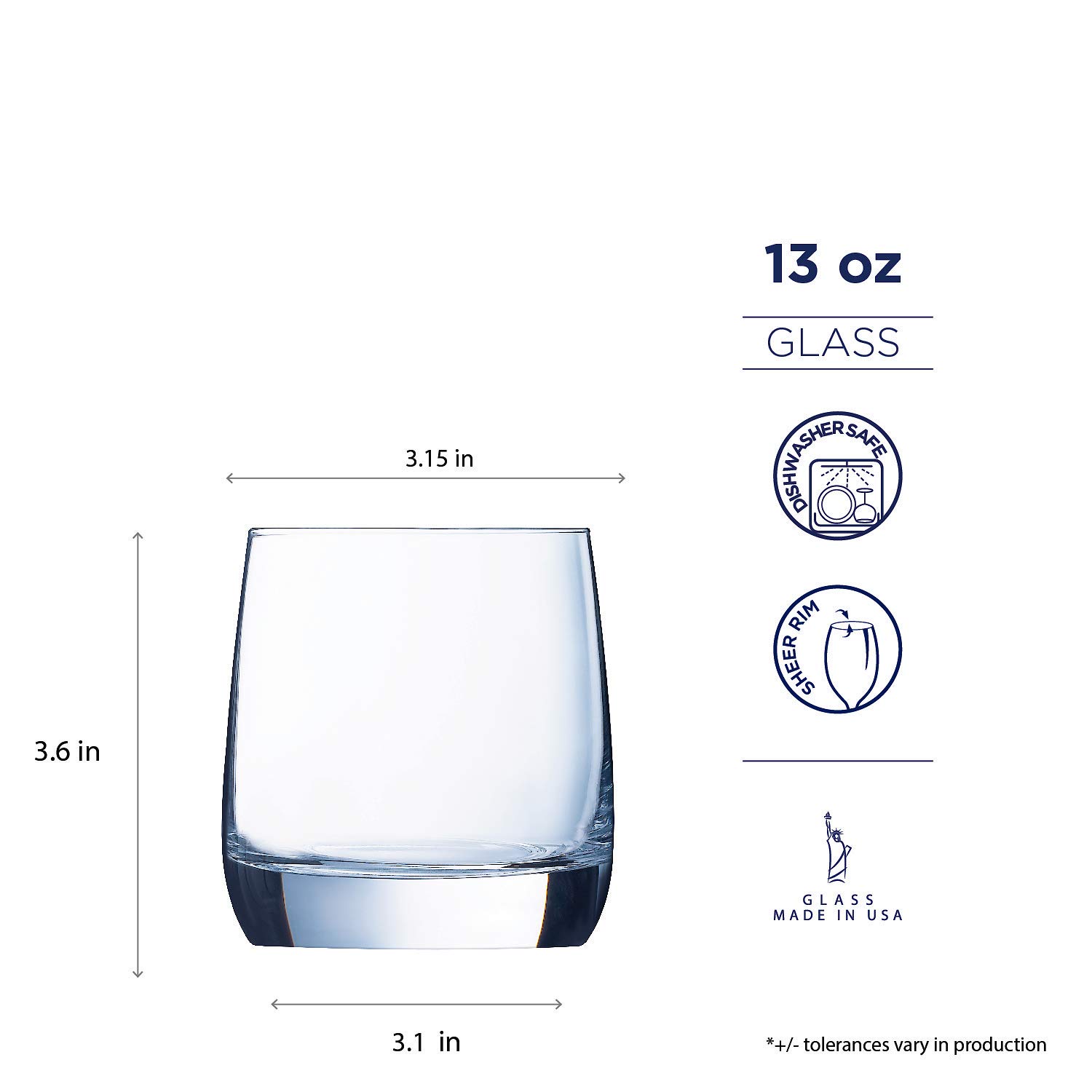 Luminarc Grand Estate 13 Ounce Double Old Fashioned Glass, Set of 6