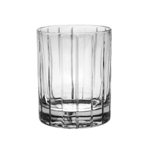 Barski - European Quality Glass - Crystal - Set of 6 - Double Old Fashioned Tumblers - DOF - 13 oz. - with Classic Clear Striped Design - Glasses are Made in Europe