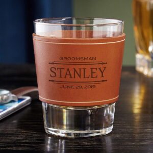 stanford custom leather wrap whiskey glass (personalized product)