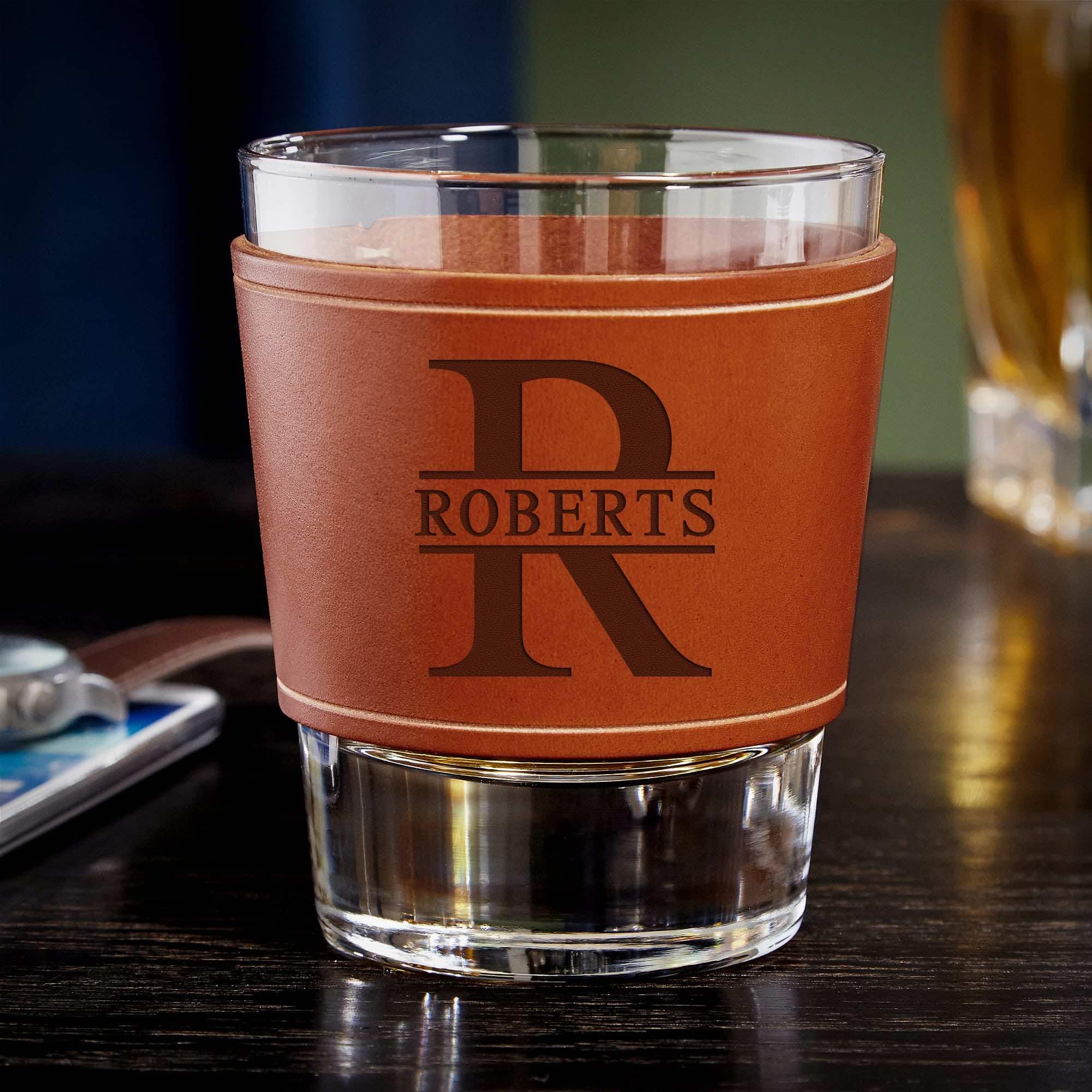 Stanford Custom Leather Wrap Whiskey Glass (Personalized Product)
