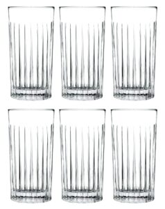 barski highball - glass - set of 6 - hiball glasses - crystal glass - beautifully designed - drinking tumblers - for water, juice, wine, beer and cocktails - 15 oz made in europe