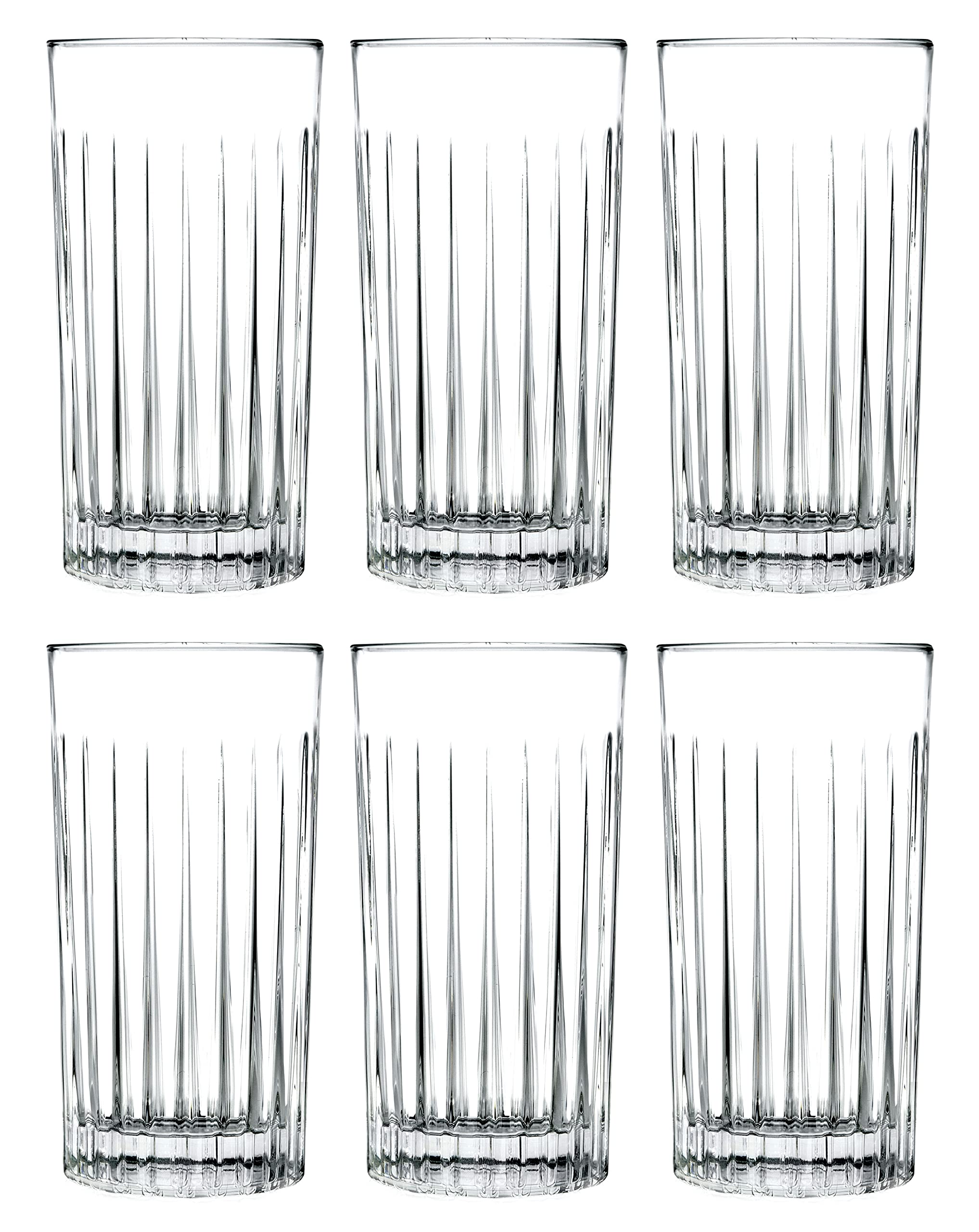 Barski Highball - Glass - Set of 6 - Hiball Glasses - Crystal Glass - Beautifully Designed - Drinking Tumblers - for Water, Juice, Wine, Beer and Cocktails - 15 oz Made in Europe