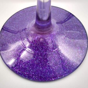 Purple Flowers Hand Painted Martini Glass - Sparkly Purple, Pretty Flower Cocktail Glass