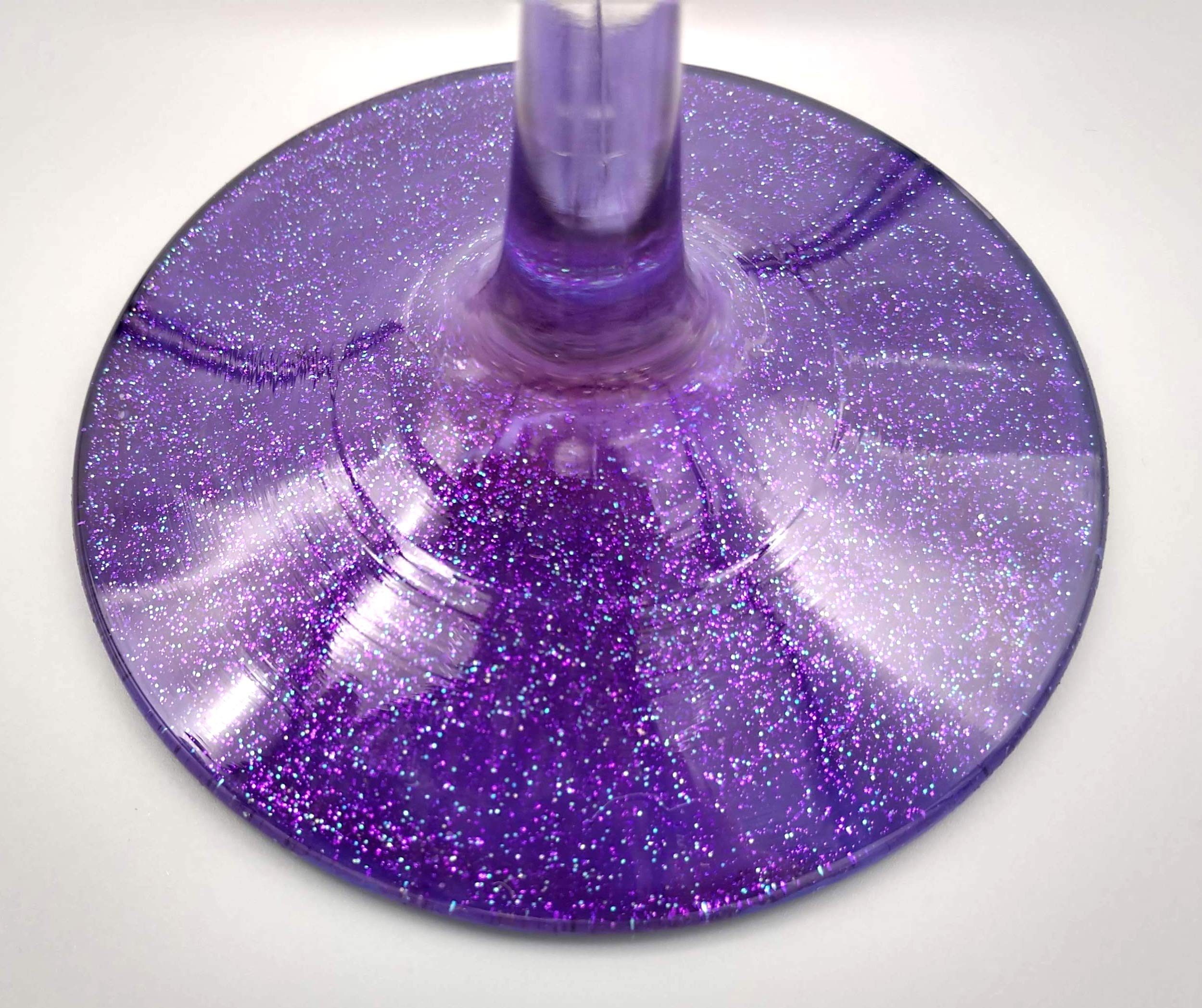 Purple Flowers Hand Painted Martini Glass - Sparkly Purple, Pretty Flower Cocktail Glass