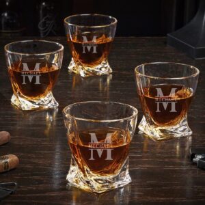 personalized twist whiskey glasses, set of 4 (custom product)