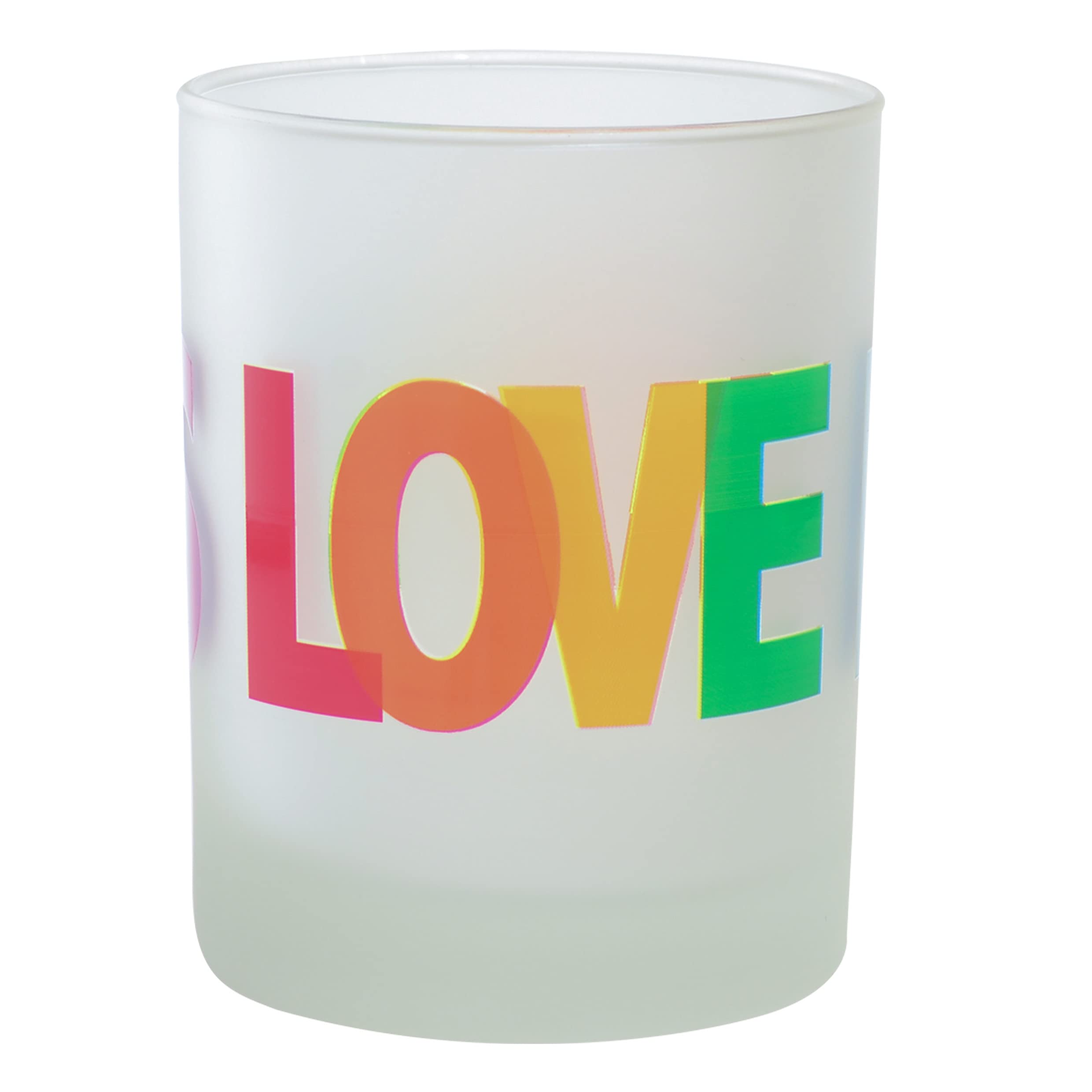 Culver Pride Decorated Frosted Double Old Fashioned Tumbler Glasses, 13.5-Ounce, Gift Boxed Set of 2 (Love Is Love)