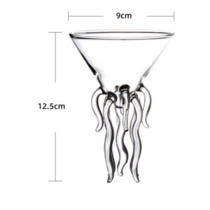 Hemoton 2pcs Octopus Cocktail Glass Transparent Martini Glass Creative Jellyfish Glass Cup Juice Toasting Goblet Tumbler for Kitchen Bar Party Wedding