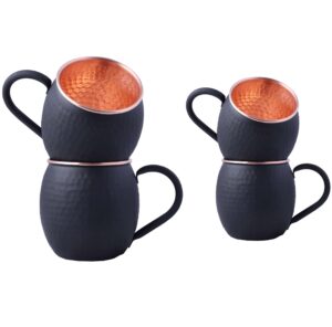 staglife black matte moscow mule copper mugs, 20 oz [set of 2] + 16 oz [set of 2]