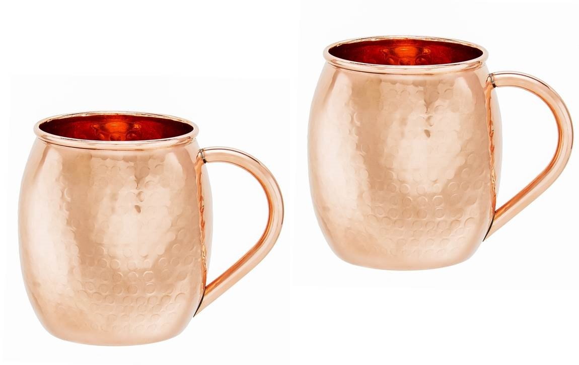 Hammered Solid Copper Moscow Mule Mug, 16 Oz., Set of 2